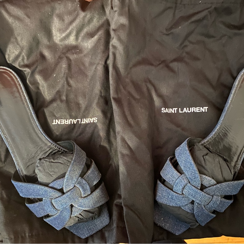*Authentic YSL Denim Slides in great condition fit size 8.5 to 9 perfectly*